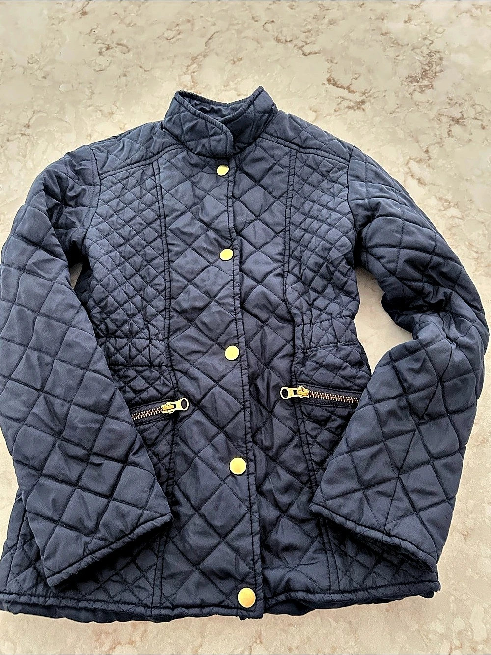 Girls Navy Puffer Lightweight Jacket